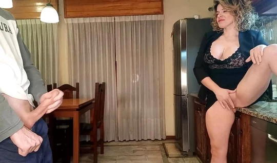 The fat stepmother let her stepsons stone shaft into the anal