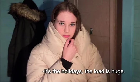 Russian girl came in to warm up and give a blowjob at the same time