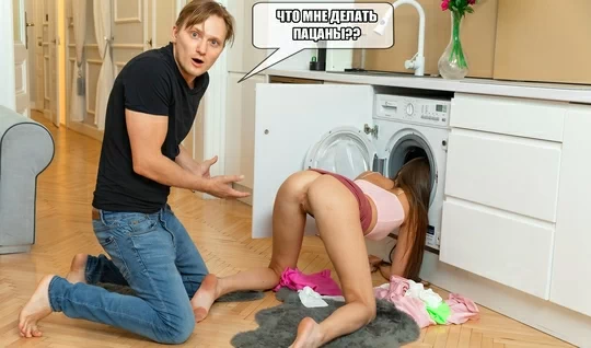 A young beauty stood doggy style, and her lustful friend fucked her