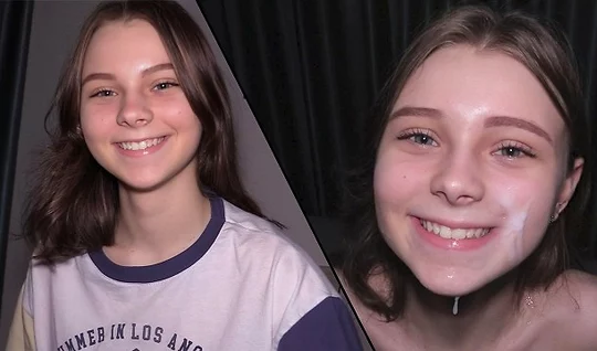 Young Russian chick is happy that she got cum on her face