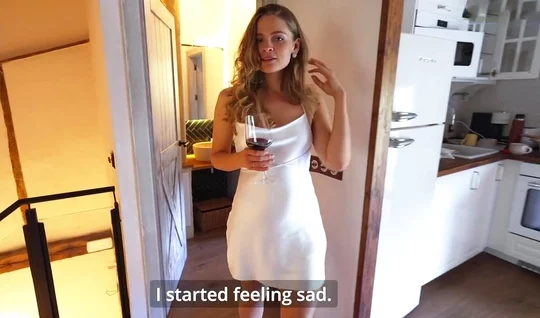 The girl drank wine and wanted to try a member in home porn