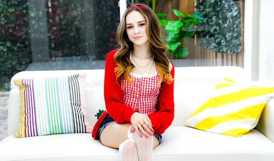 A thin young girl actively proved herself at a casting