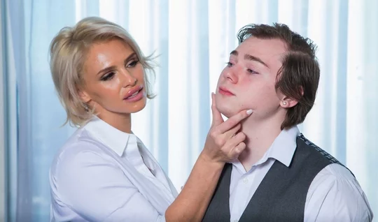 A mature woman tested a young member of a new employee