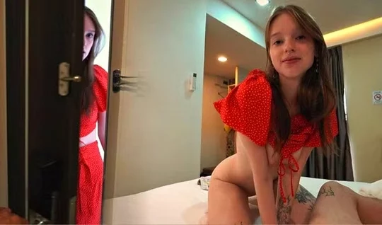 A young couple decided to have a great time on the bed