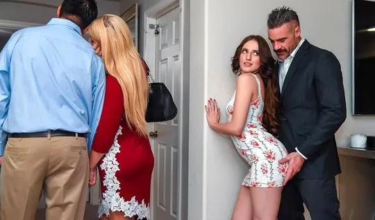 A young brunette went left with a mustachioed married neighbor and finished