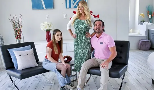 Mom with big milkings and her daughter arranged group porn for the guy