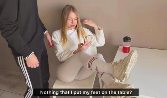 The guy punished the young girlfriend with hard sex in the kitchen