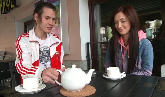 A young chick gave a cap to a guy on the first day of meeting
